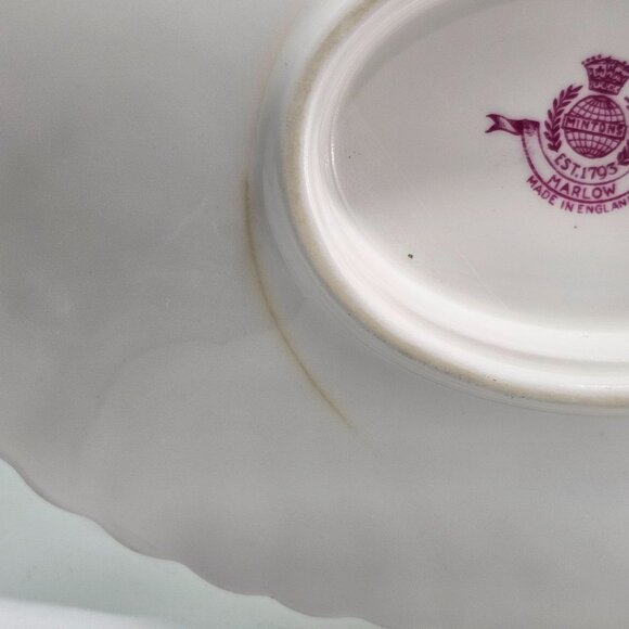 Minton Marlow Floral Gravy Boat Attached Underplate vtg Globe backstamp1950s ros - Picture 12 of 12
